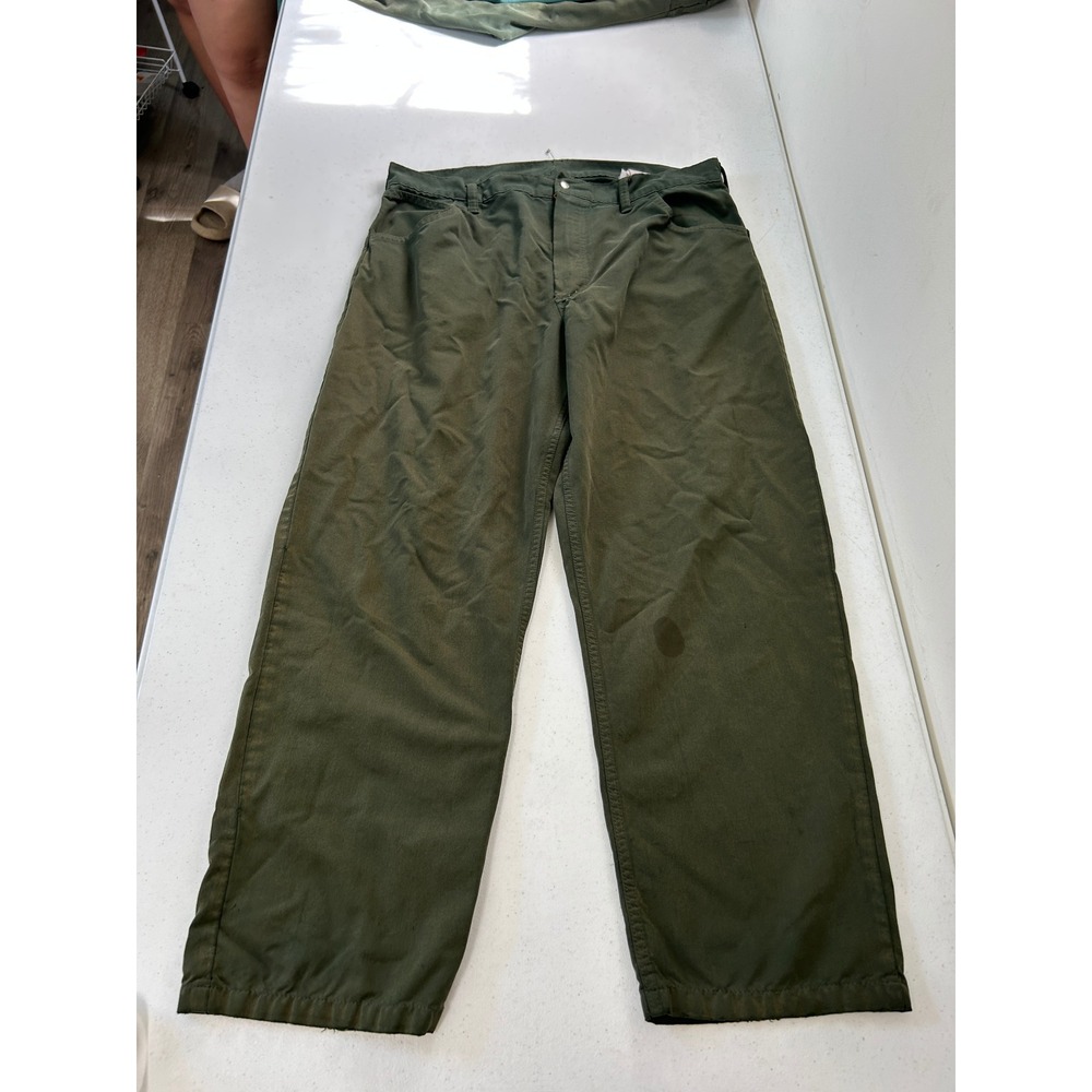 Saf-Tech FR Work Pants Mens 38x30 Olive Green Fire Resistant Made in USA PN 2085